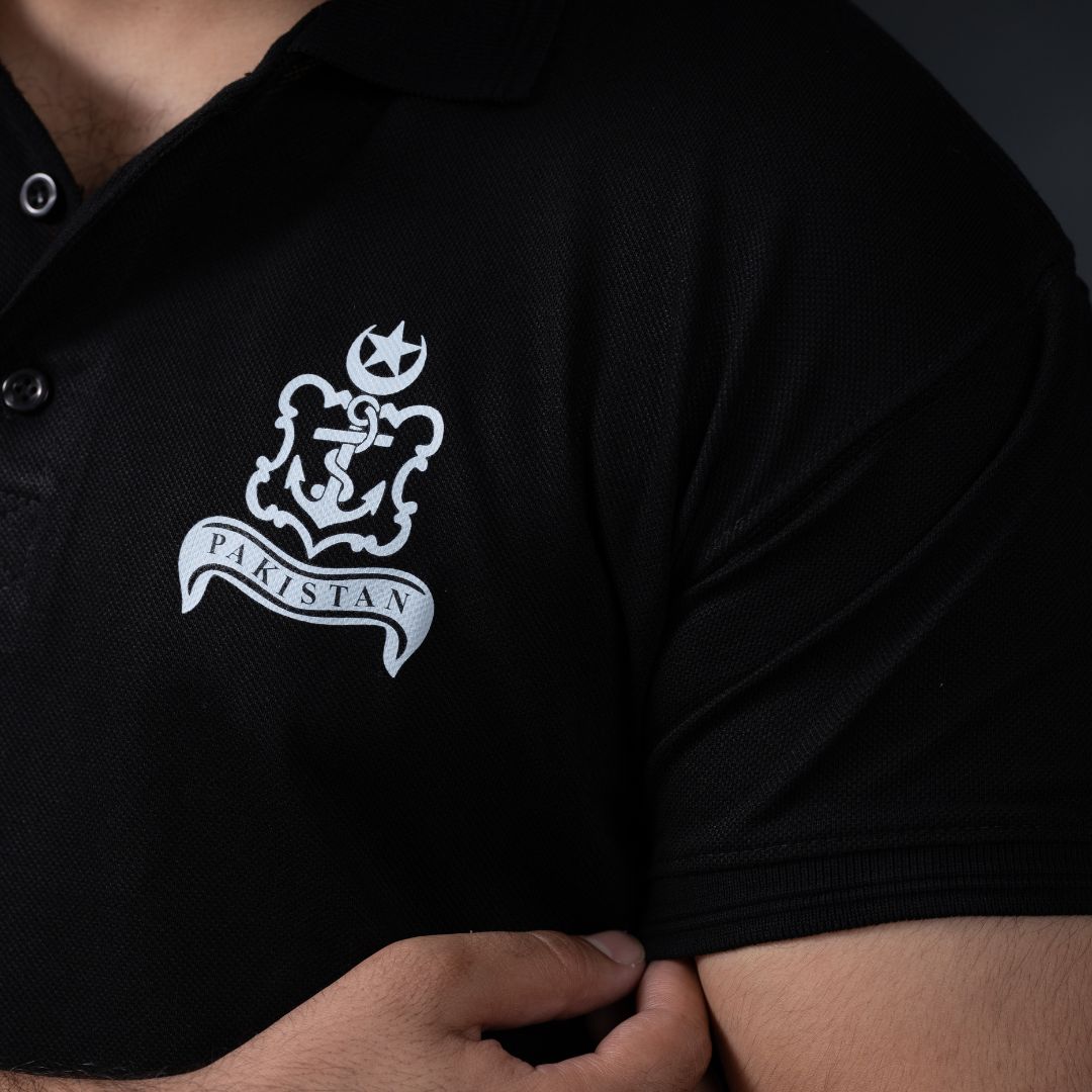 Navy Logo Polo Shirt (Black, Cotton)