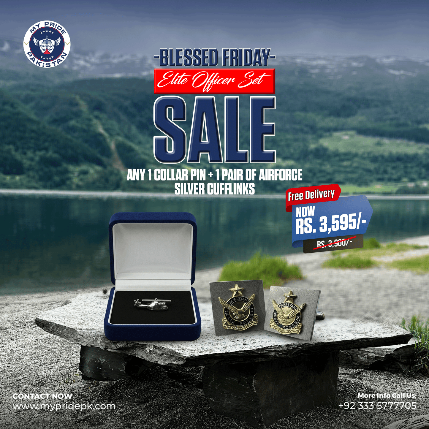 Any 1 Collar Pin Any 1 Collar Pin + Pair Of Airforce Sliver Cufflinks