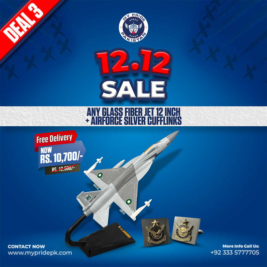 Any Glass Fiber Jet 12 Inch + 1 Pair Of Airforce Sliver Cufflinks